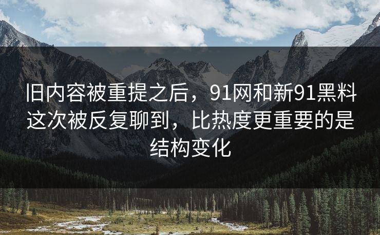 旧内容被重提之后，91网和新91黑料这次被反复聊到，比热度更重要的是结构变化
