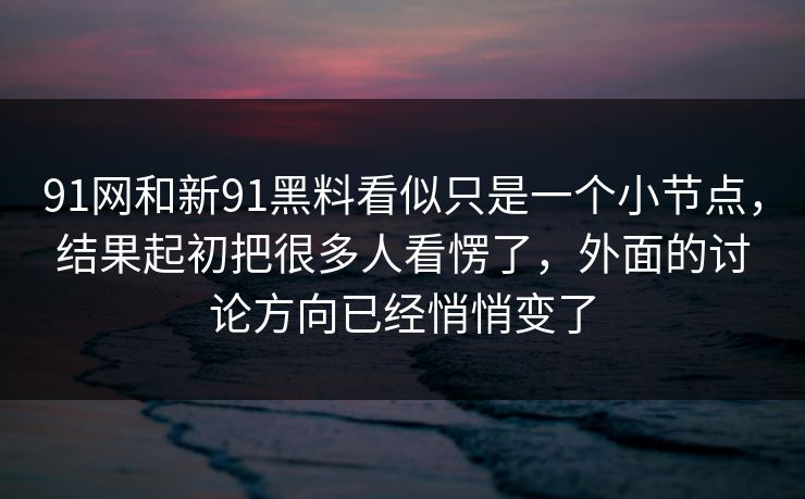 91网和新91黑料看似只是一个小节点，结果起初把很多人看愣了，外面的讨论方向已经悄悄变了