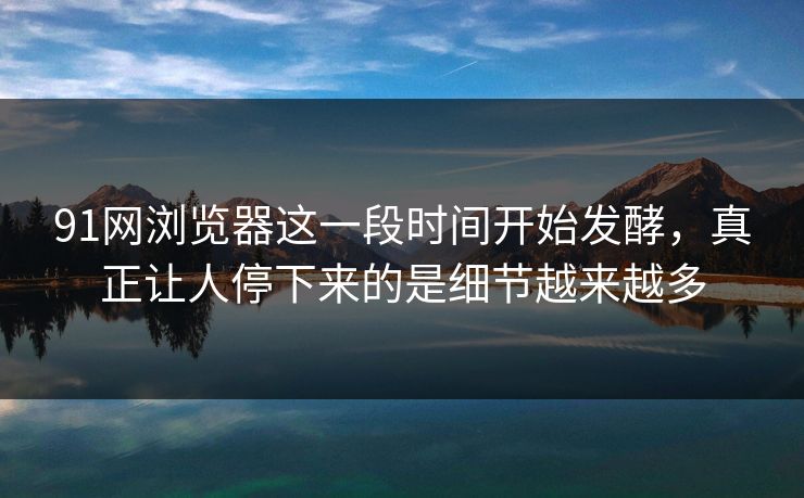 91网浏览器这一段时间开始发酵，真正让人停下来的是细节越来越多