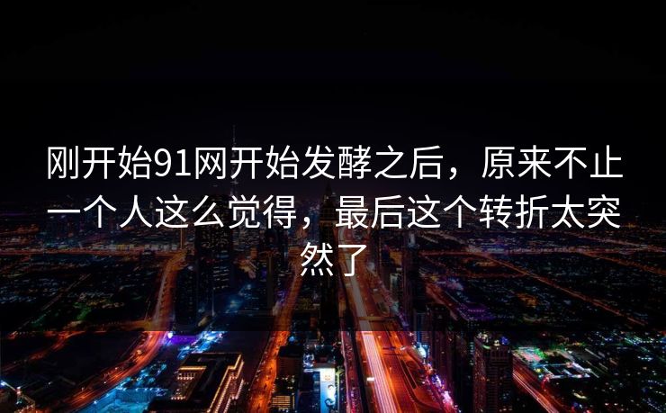 刚开始91网开始发酵之后，原来不止一个人这么觉得，最后这个转折太突然了