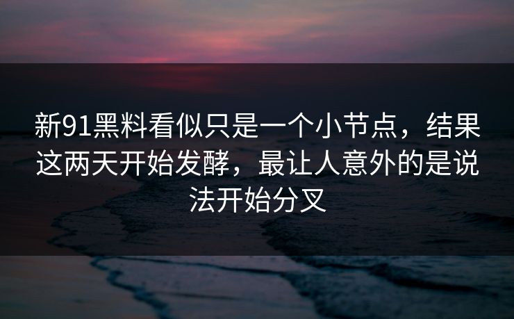 新91黑料看似只是一个小节点，结果这两天开始发酵，最让人意外的是说法开始分叉